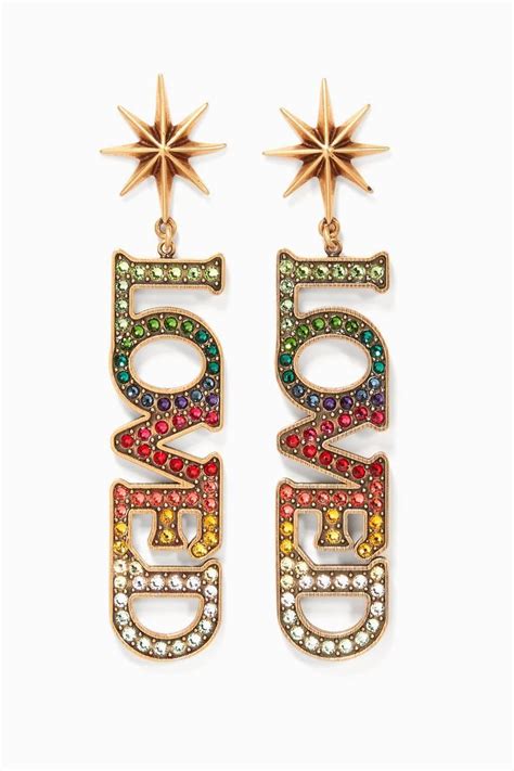 gucci loved earrings|gucci multi stone earrings.